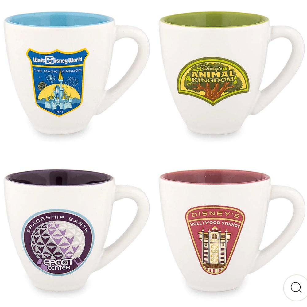 Disney Parks Walt Disney World Passport Collection Coffee Espresso Cups 4-set